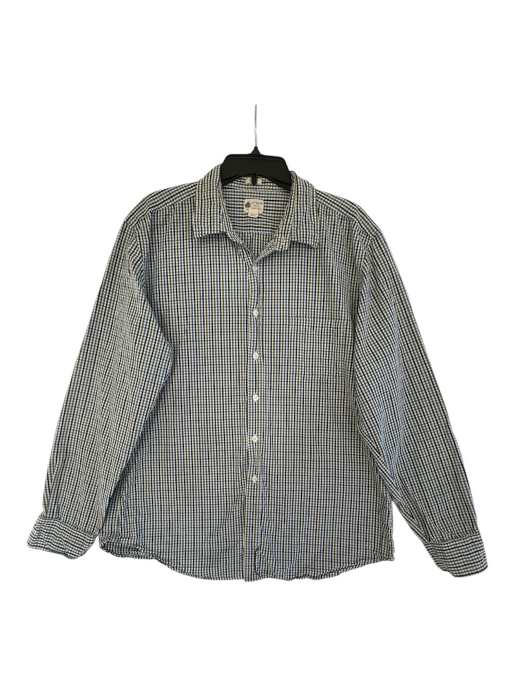 J. Crew Men's XL Long Sleeve Blue, Green and White Gingham Button Shirt